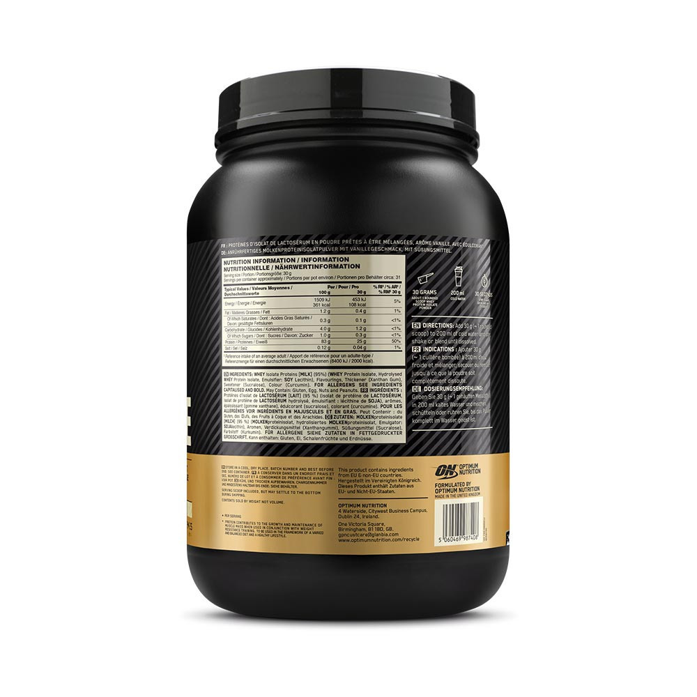 Gold Performance Isolate 100% Isolate Gold Standard (930g) - Optimum Nutrition