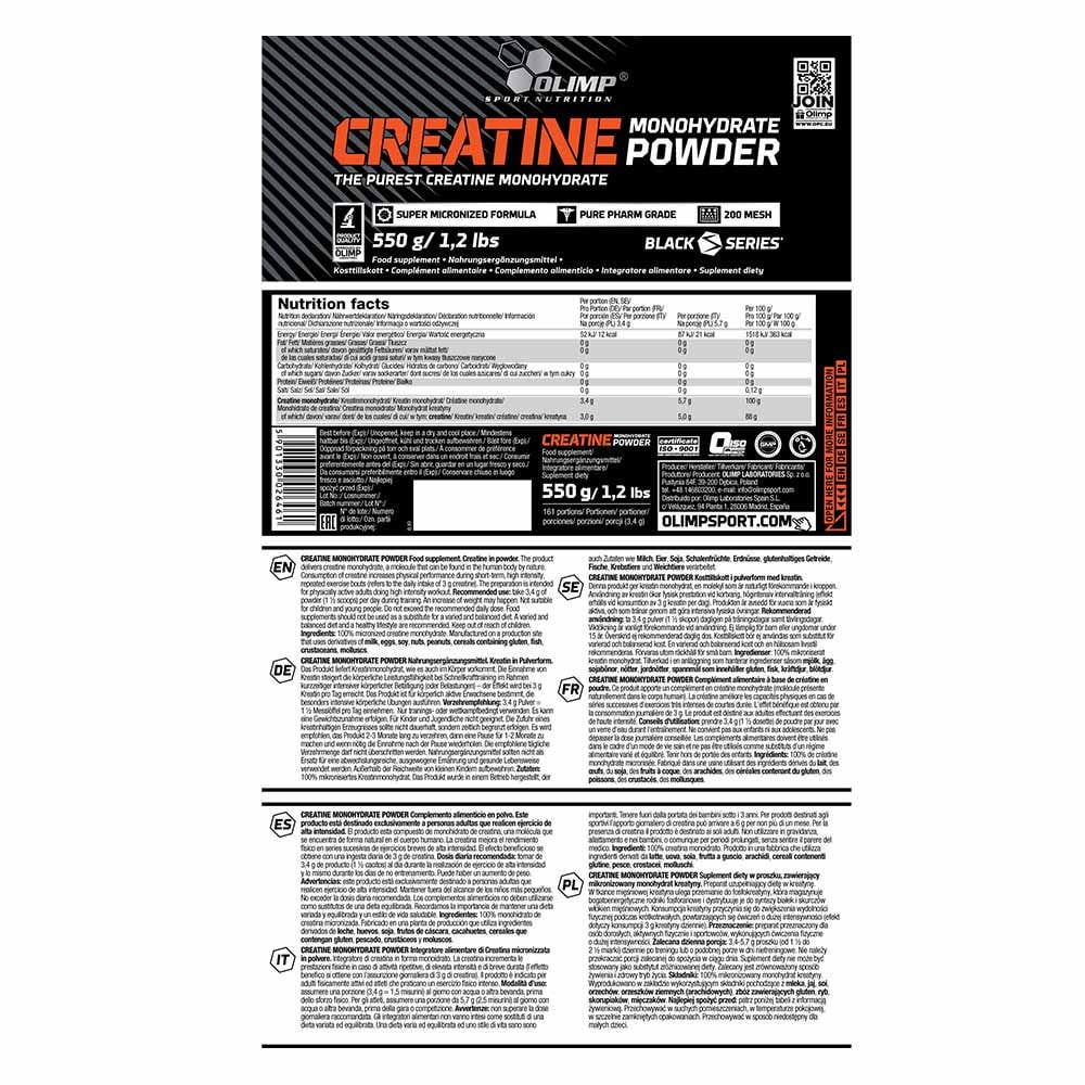 Créatine Monohydrate Laborell - Saveur Pomme, 500 G - Complément Alimentaire Pour Sportifs