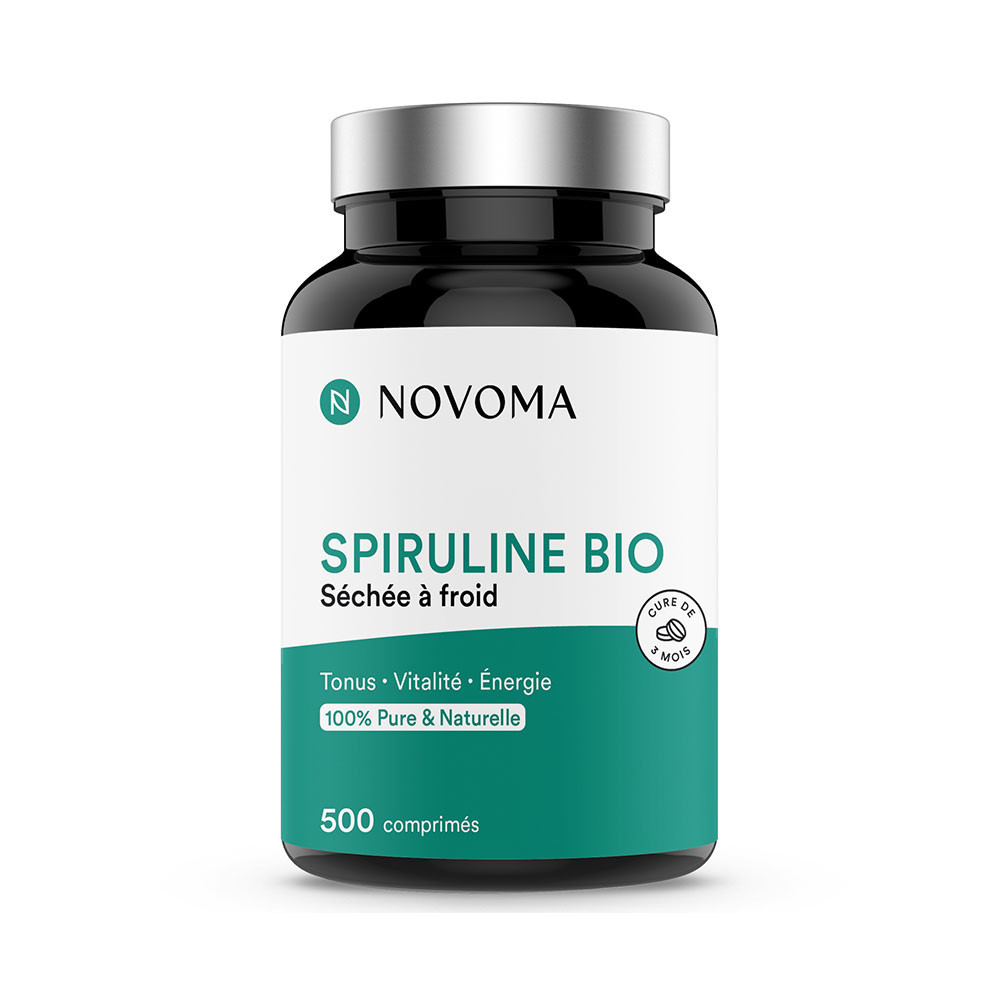 Novoma Unisex Bleu/Vert Spiruline Bio (500 Caps)