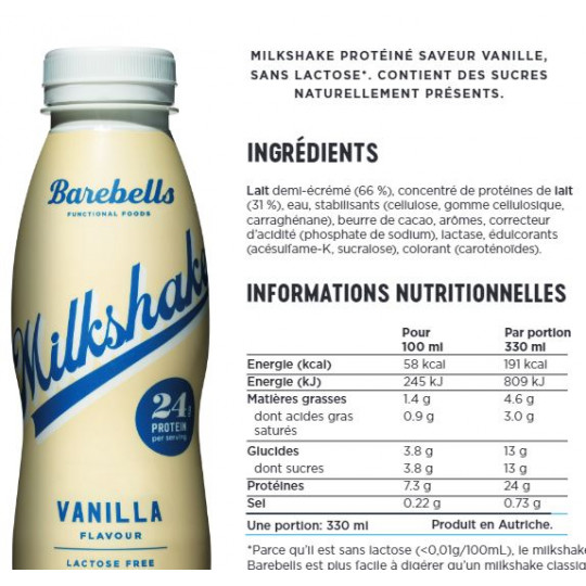 Milkshake protéiné 330ml Barbells