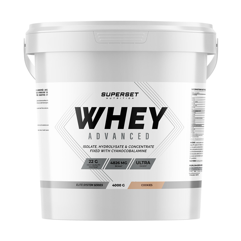 Whey prot&eacute;ine - Superset Nutrition - 100% WHEY PROTEINE ADVANCED (4KG) - Saveur Cookies
