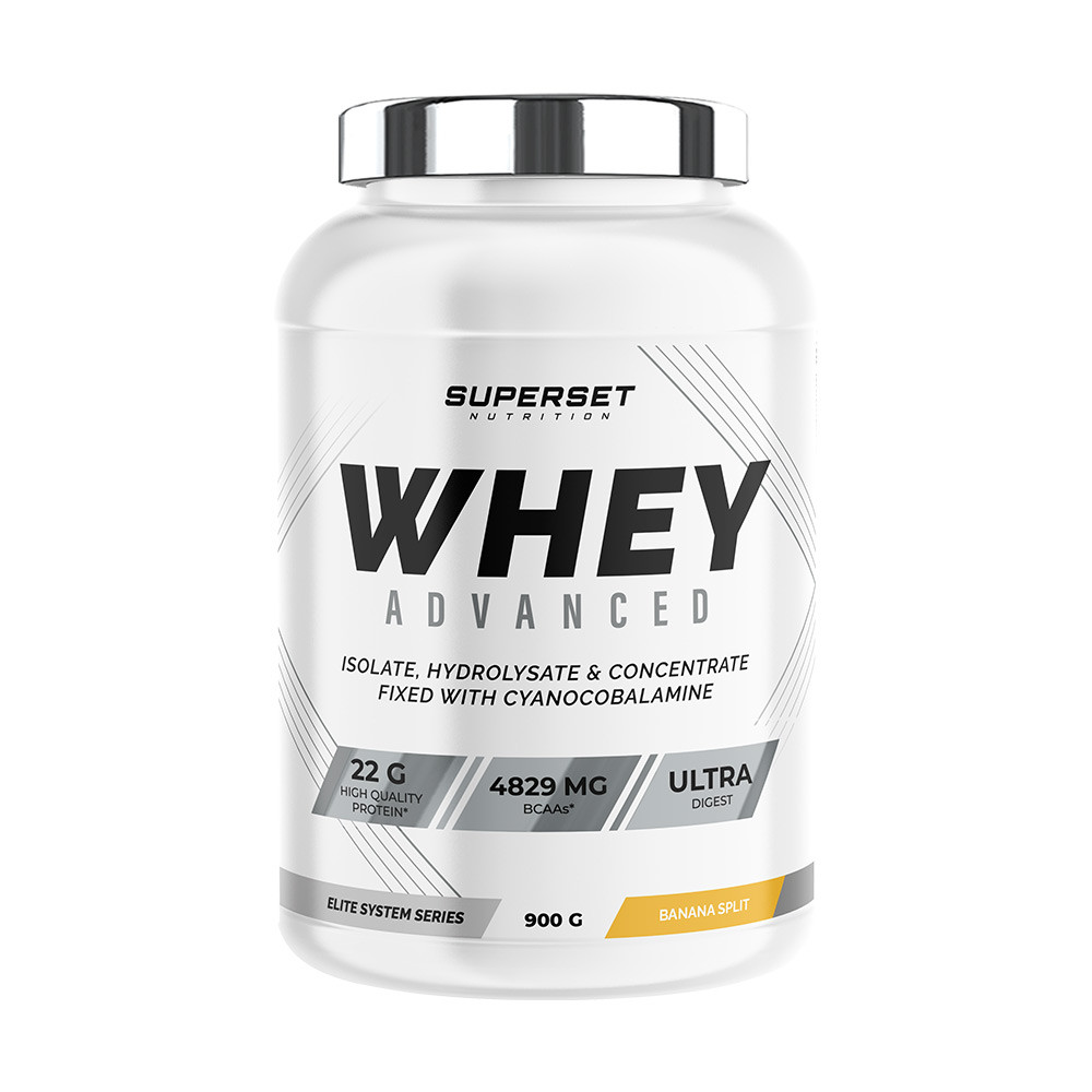 Whey prot&eacute;ine - Superset Nutrition - 100% WHEY PROTEINE ADVANCED (900gr) - Saveur Banana Split