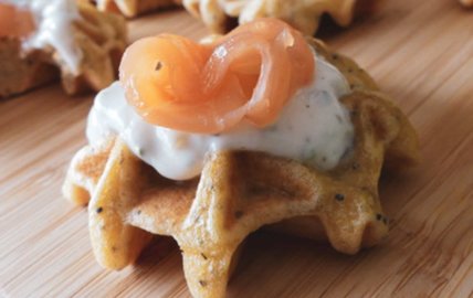 Gaufre au citron et saumon fumé