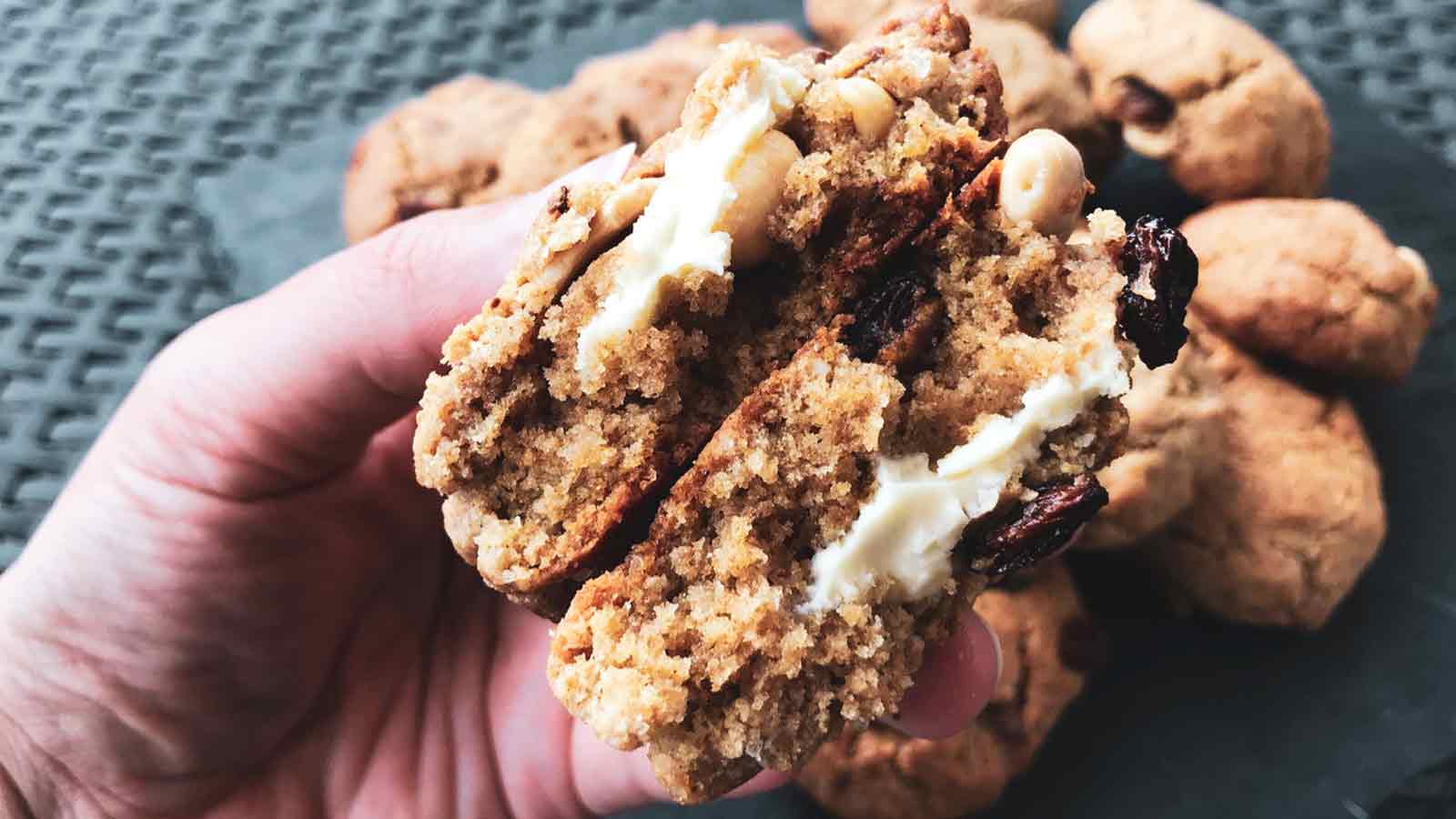 Recette de cookies protéinés fourrés double chocolat